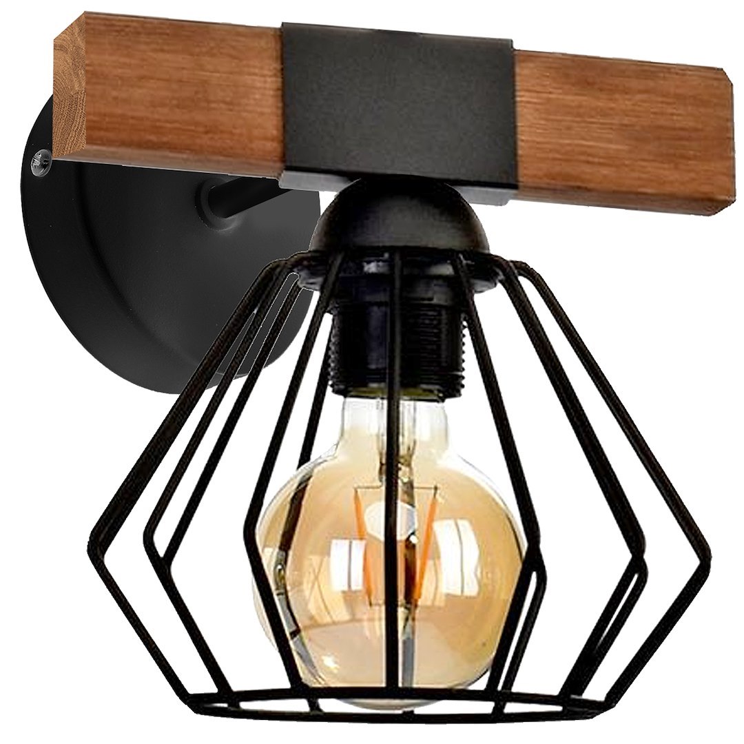 Aplica Ulf, negru/lemn 1XE27 60W Milagro MLP6250