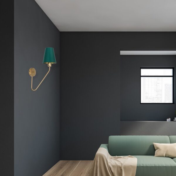 Aplica de perete aurie Victoria cu abajur textil verde – E27 1X60W IP20