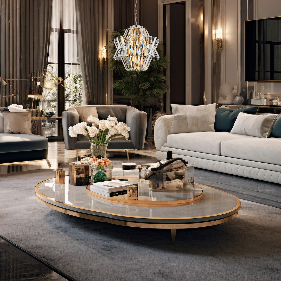 Candelabru modern Crown – E14 4X40W IP20 D340 Crom