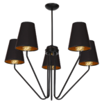 Candelabru negru Victoria cu 5 abajururi textile negre – E27 5X60W IP20