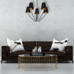 Candelabru negru Victoria cu 5 abajururi textile negre – E27 5X60W IP20
