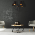 Candelabru negru Victoria cu 5 abajururi textile negre – E27 5X60W IP20