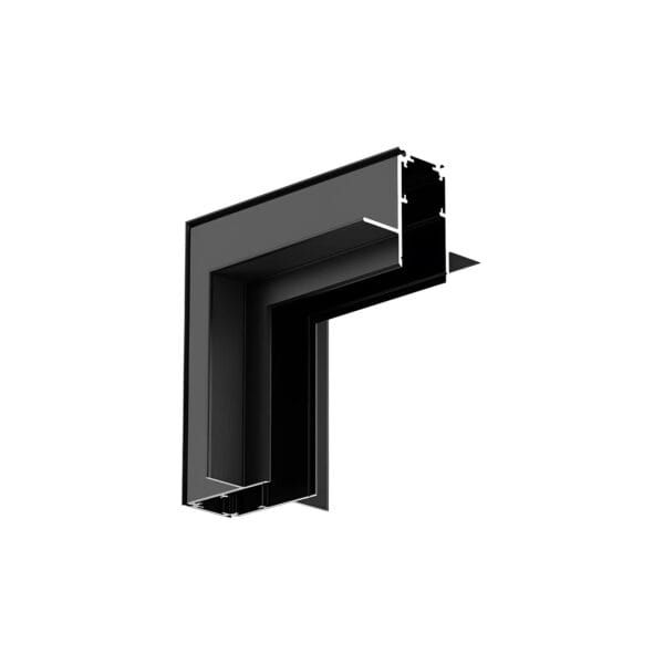 Colțul vertical pentru șină magnetică încastrată este utilizat pentru realizarea unei treceri continue între plafon și perete.