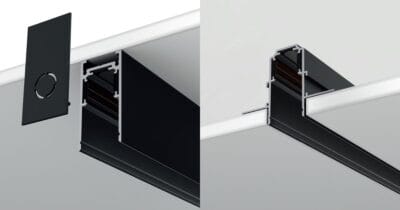 Aceasta imagine arata clar diferentele de montaj intre sina magnetica aplicata si sina magnetica incastrata.