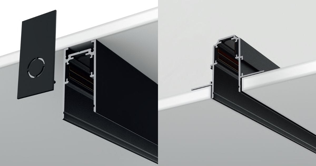 Aceasta imagine arata clar diferentele de montaj intre sina magnetica aplicata si sina magnetica incastrata.