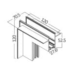 Dimensiunile generale ale coltului exterior vertical by41810121 pentru sina magnetica incastrata