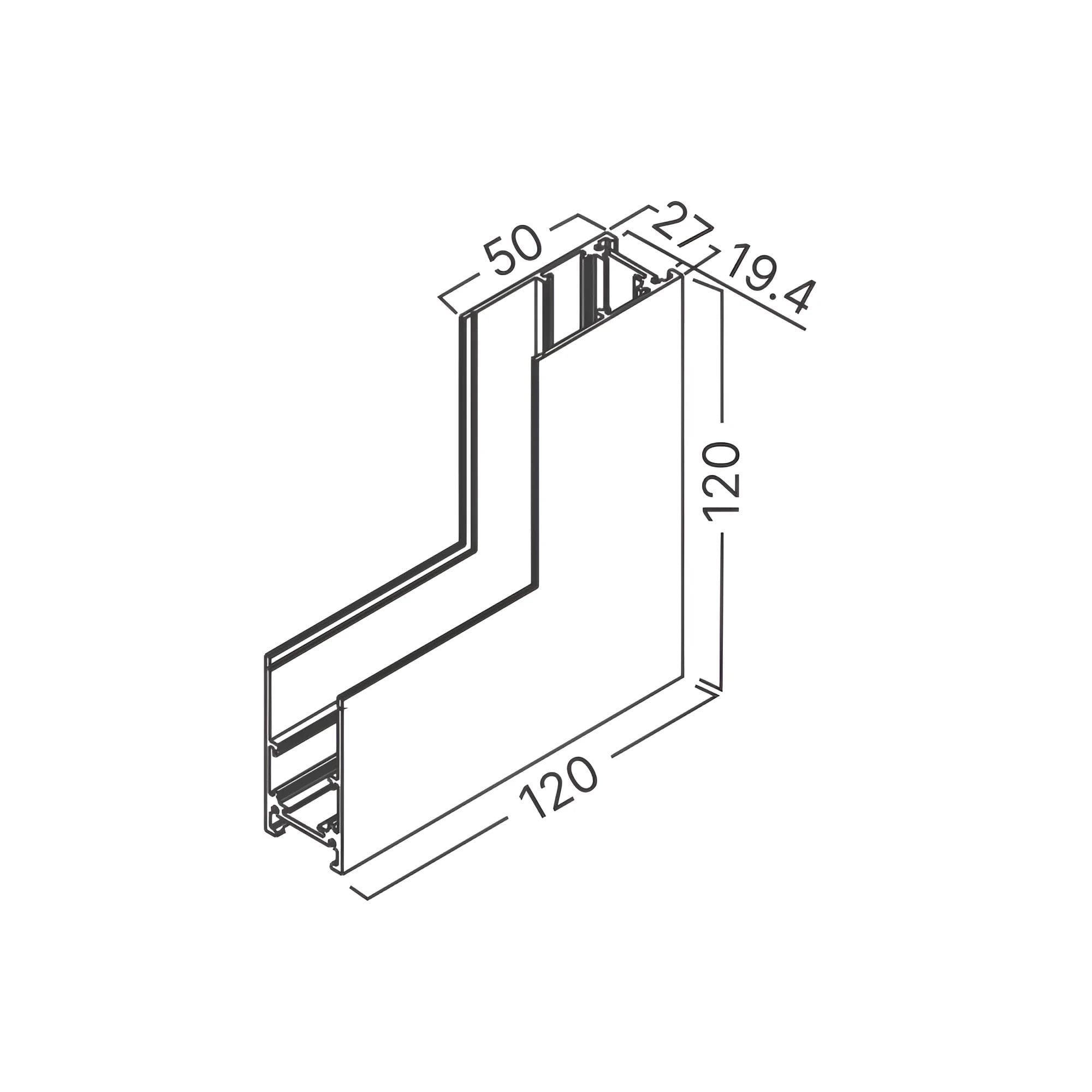 Dimensiunile generale ale coltului de interior vertical pentru sina magnetica aplicata