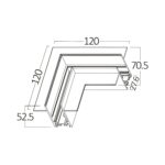 Dimensiunile generale ale coltului orizontal by41810101 pentru sina magnetica incastrata