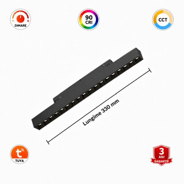 Dimensiunile generale ale spotului liniar smart bd60801391 pentru sina magnetica.