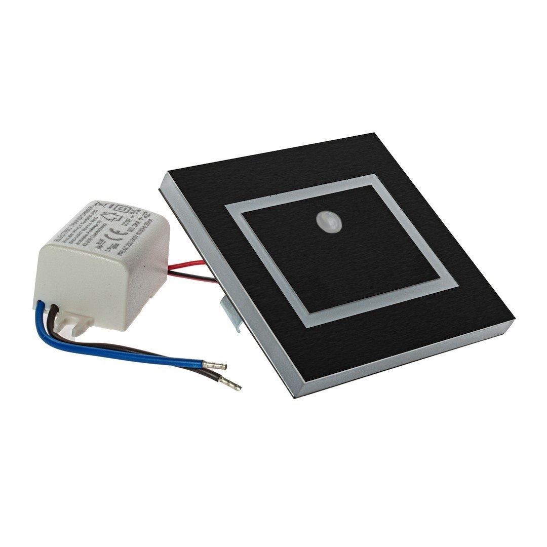 Lampa EVRA pentru scara, negru, lumina neutra 4000K, 12V, cu senzor de miscare Milagro EKS6903