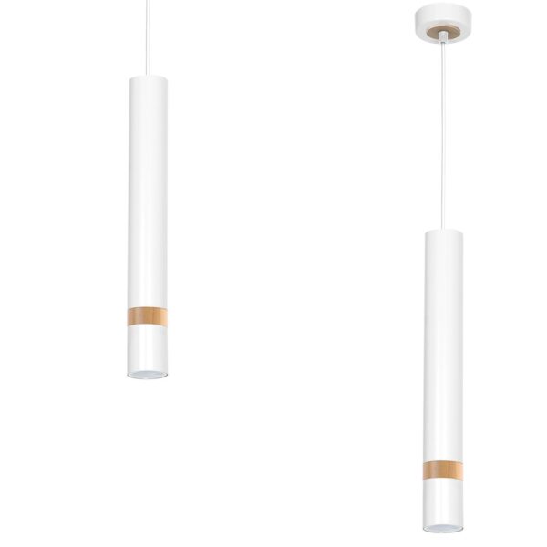 Lampa suspendata Joker, alb/lemn 1XGU10 Milagro MLP6301