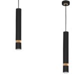 Lampa suspendata Joker, negru/lemn, 1XGU10 Milagro MLP6305