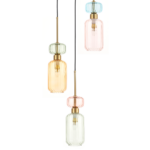 Lustra aurie cu sticla colorata Molly – E14 3X40 IP20 D380mm