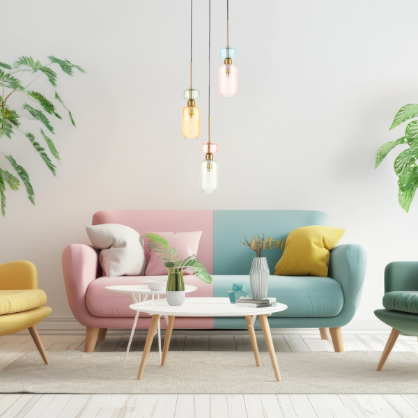 Lustra aurie cu sticla colorata Molly – E14 3X40 IP20 D380mm