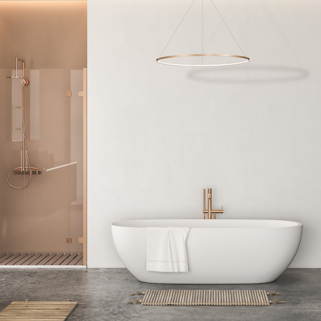 Lustra aurie pentru baie Saturno – LED 65W 4000K 3500Lm IP44 D1200