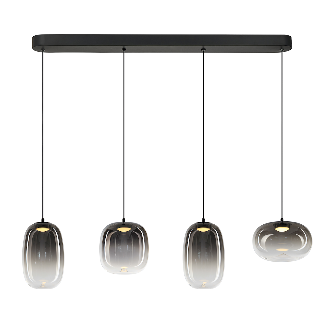 Lustra neagra cu globuri din sticla Vaso – LED 15W 3000K 1689Lm IP20