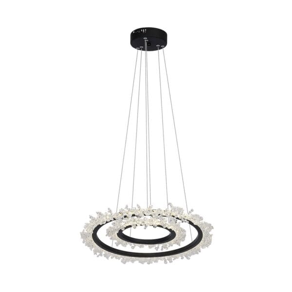 Lustra neagra cu cristale Frozen – LED 60W 4000K 3600Lm IP20 D500