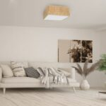 Plafoniera Cork, alb/lemn natural, 3XE27 Milagro MLP7518