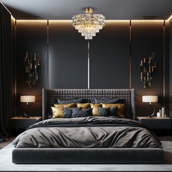 Plafoniera cu cristale Luxuria aurie – E14 9X40W IP20 D500