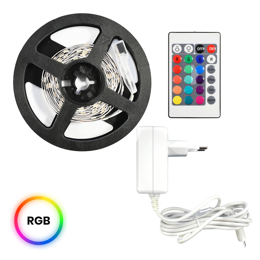 Set banda LED RGB 3 m, IP54, controler + telecomanda Milagro EKZ0446