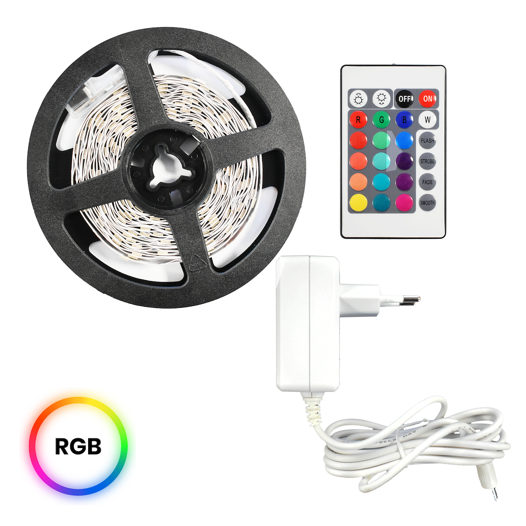Set banda LED RGB 5 m, IP54, controler + telecomanda Milagro EKZ0447