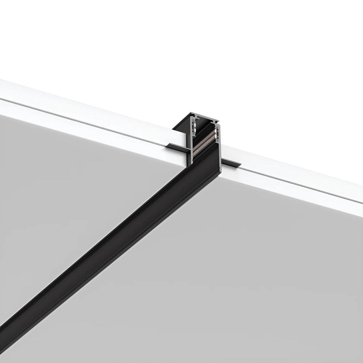 Profil șină magnetică încastrată cu lungimea de 1 metru, realizat din aluminiu de înaltă calitate, vopsit electrostatic în culoarea negru mat.