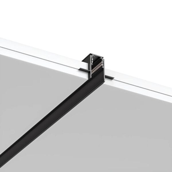 Profil șină magnetică încastrată cu lungimea de 2 metri, realizată din aluminiu de înaltă calitate, vopsit electrostatic în culoarea negru mat.