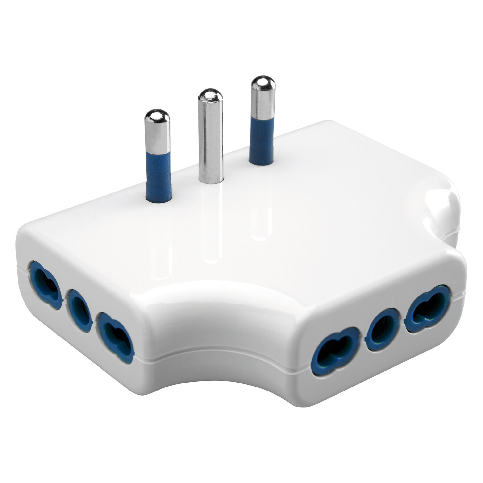 Adaptor Multiplu Plat - 2P+E 10A S17 - 3 Iesiri Standard Italian 16A Amperaj Dublu - Bianco