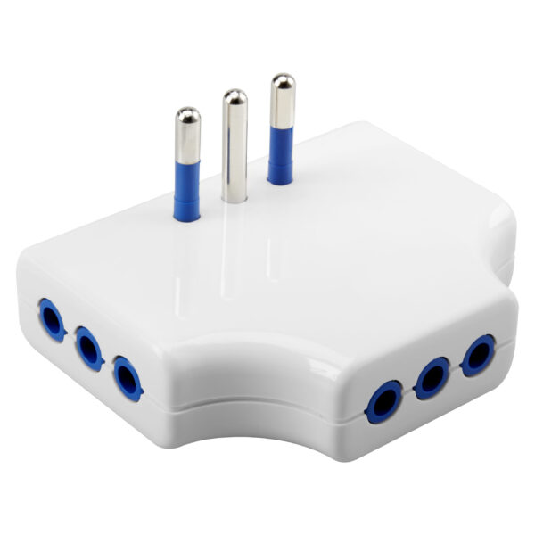Adaptor Multiplu Plat - 2P+TE 10A S11 - 3 Iesiri Standard Italian 10A - Bianco