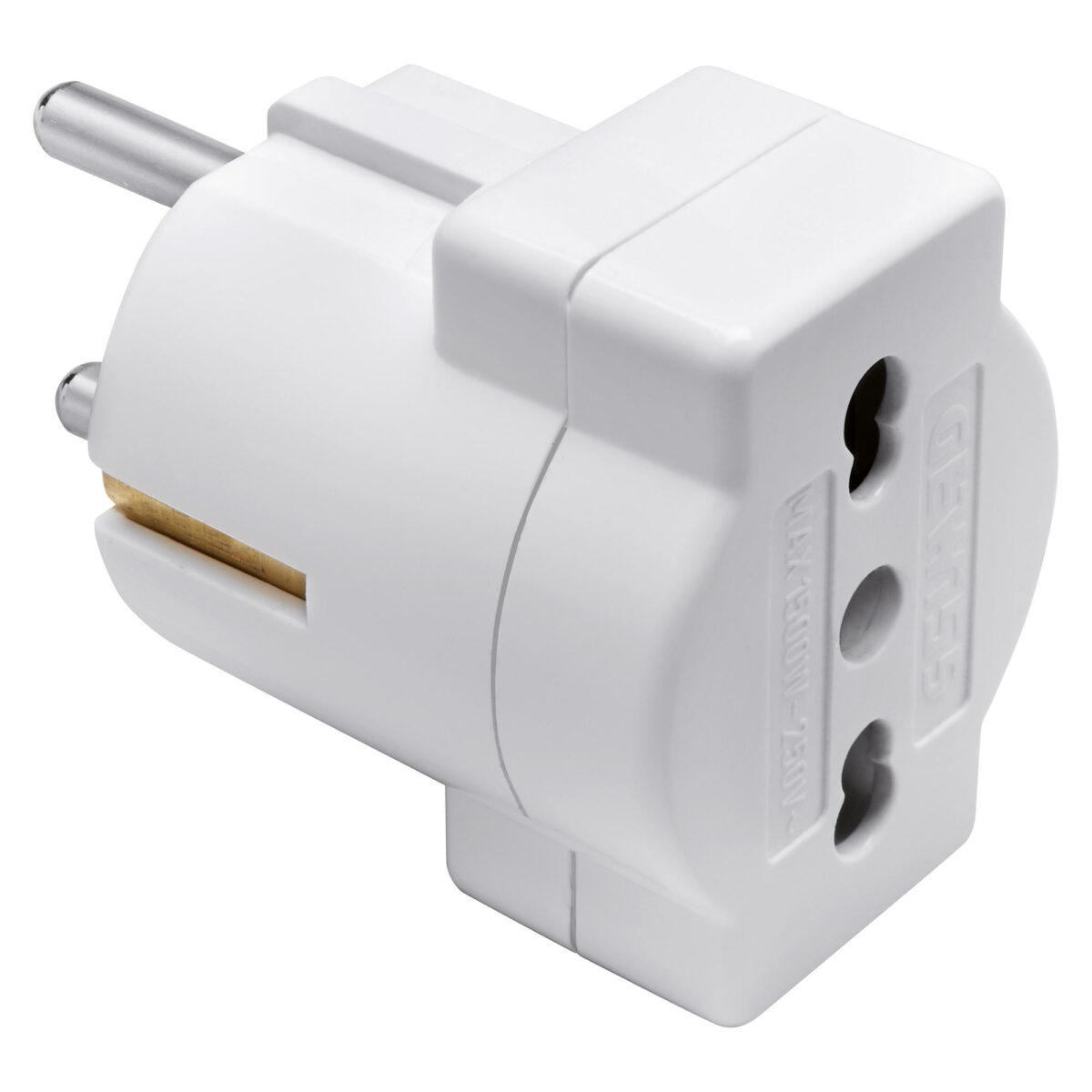 Adaptor Simplu – 2P+E 16A Standard German – Iesire 2P+E 16A Standard Italian/German – Alb Adaptor Simplu - 2P+E 16A Standard German - Iesire 2P+E 16A Standard Italian/German - Alb