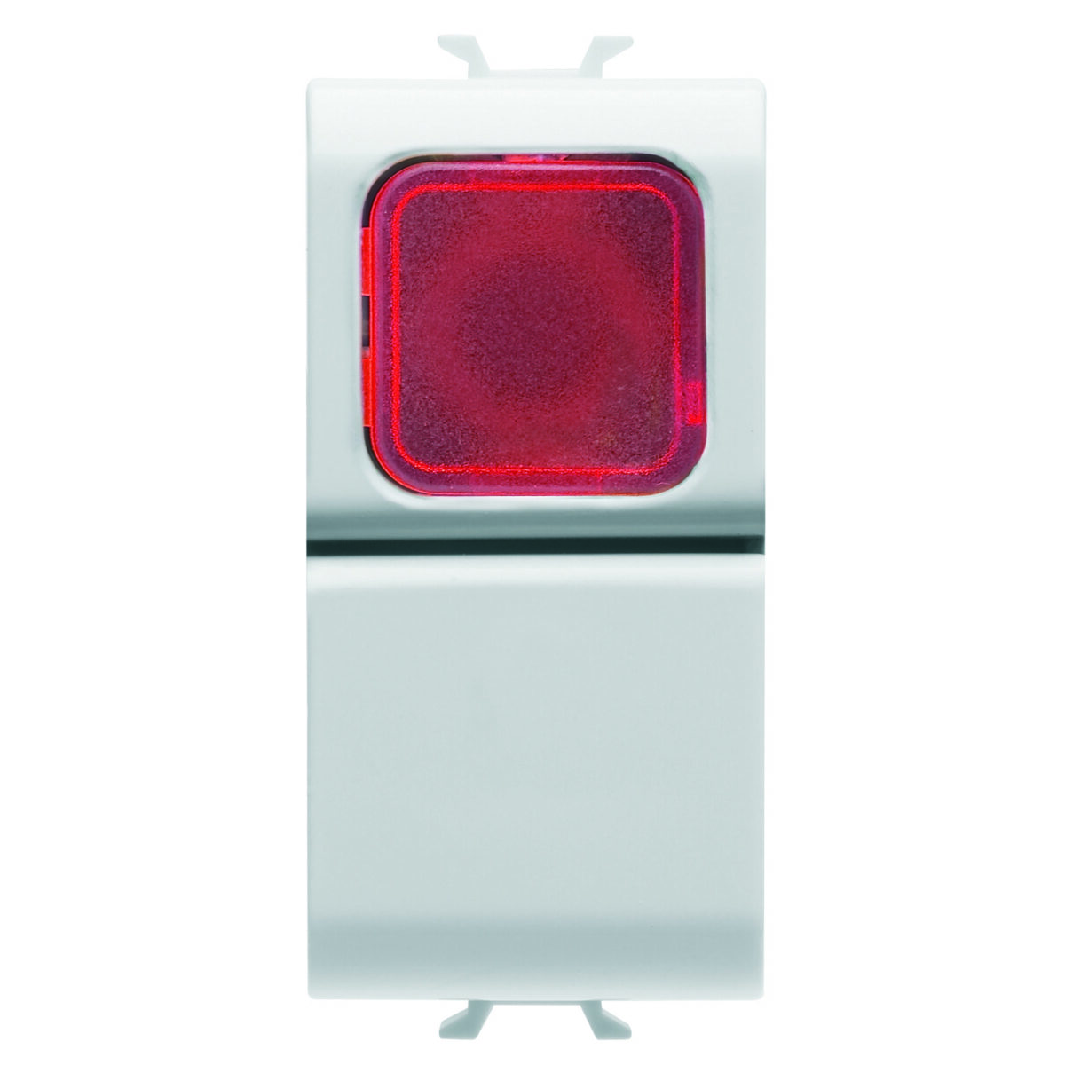 Buton 1P 250V NO 16A - Difuzor Rosu - 1 Modul - Alb Satinat - CHORUSMART