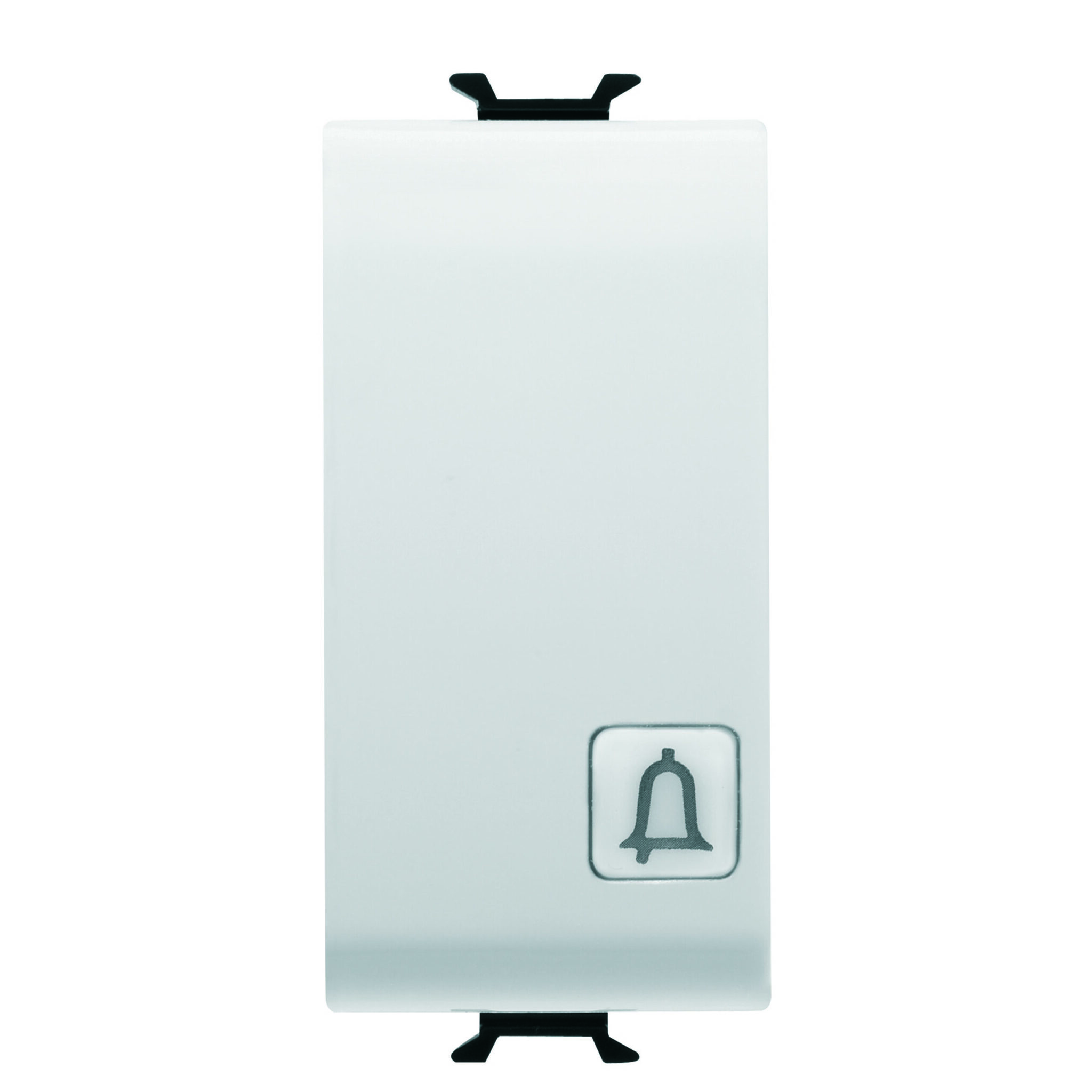 Buton 1P 250V NO 16A Iluminabil - Cu Lentila Neutra Inlocuibila - Simbol Clopot - 1 Modul - Alb Satinat - CHORUSMART