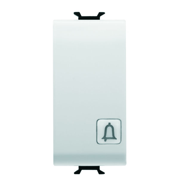 Buton 1P 250V NO 16A Iluminabil - Cu Lentila Neutra Inlocuibila - Simbol Clopot - 1 Modul - Alb Satinat - CHORUSMART
