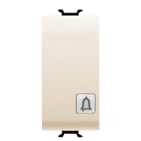 Buton 1P 250V NO 16A Iluminabil - Cu Lentila Neutra Inlocuibila - Simbol: Clopot - 1 Modul - Ivory - CHORUSMART