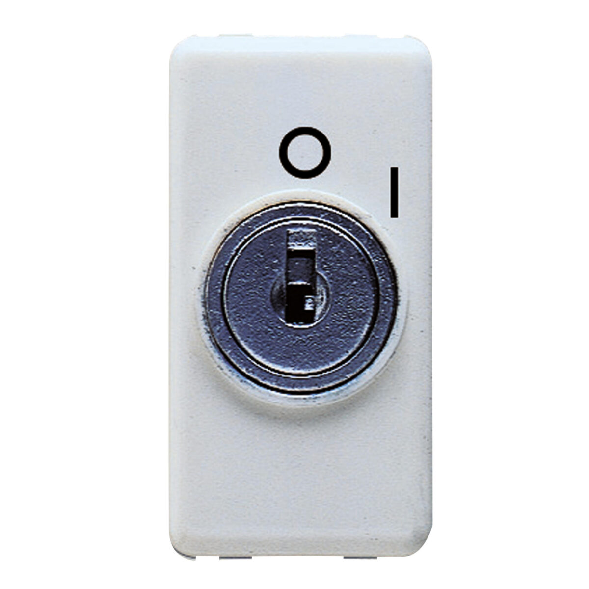 Buton 2P 250V NO 10A - Cu Cheie - Simbol 0/1 - 1 Modul - Sistem Alb