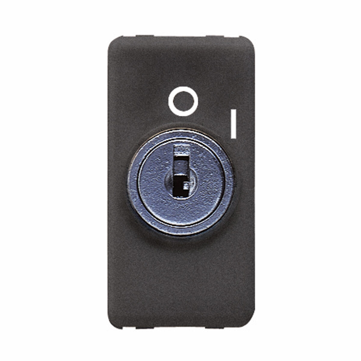 Buton 2P 250V NO 10A - Cu Cheie - Simbol 0/1 - 1 Modul - Sistem Negru