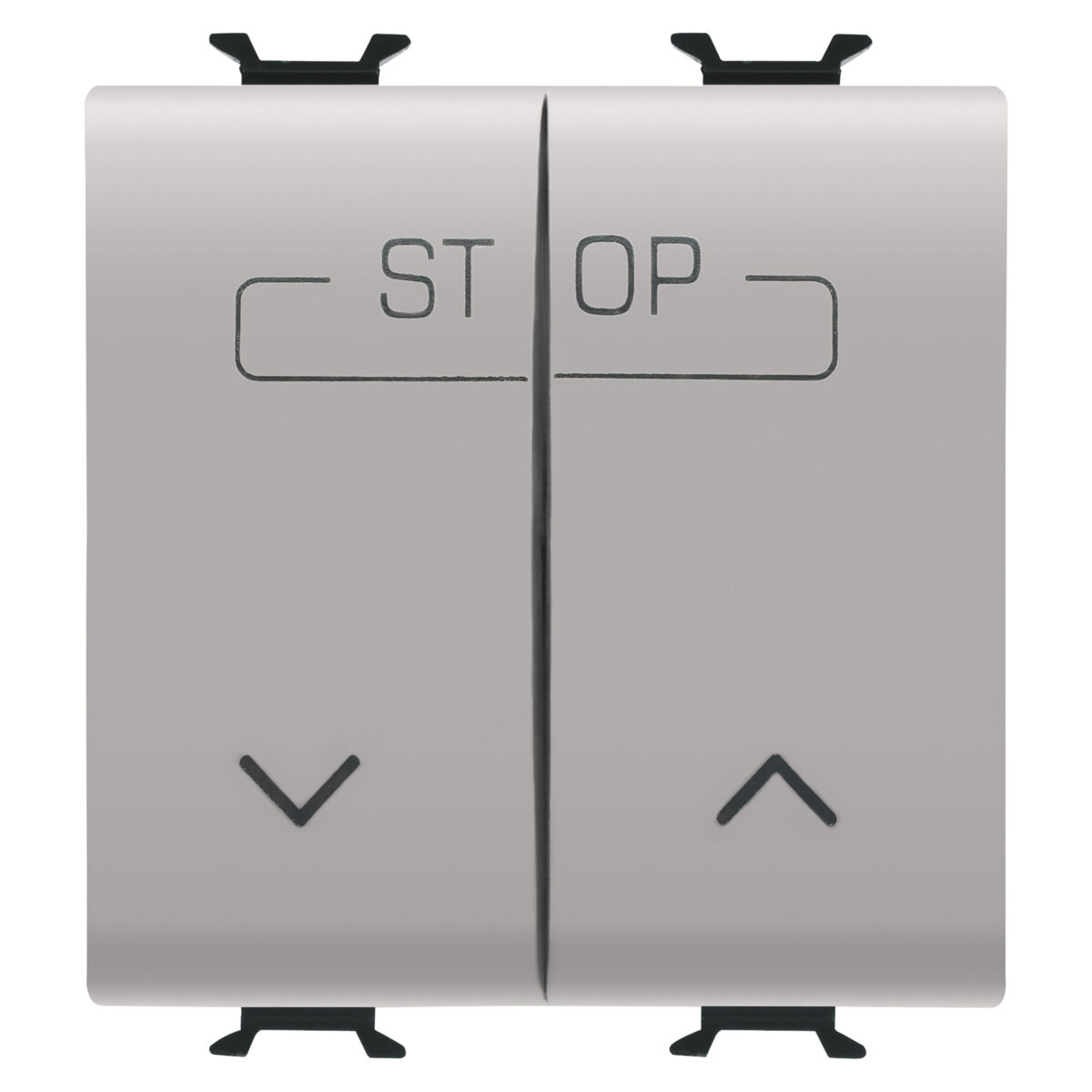 Buton Dublu 250V Borne de Cablare Rapida - 1P NO 16A - Simbol Up-down-stop - 2 Module - Bej Satinat - CHORUSMART