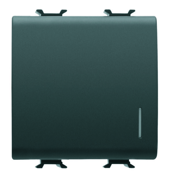 Buton Electronic Soft-click - Iluminat din Spate - Cu Difuzor - Pentru Contactele Magistralei Interf. - 1P fara Potential - 2 Module - Negru Satinat - CHORUSMART