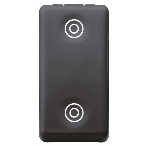 Buton jaluzele - rulou 1P 250V No+no 10A - Cu Interblocare - Simbol Cercuri Duble - 1 Modul - Sistem Negru