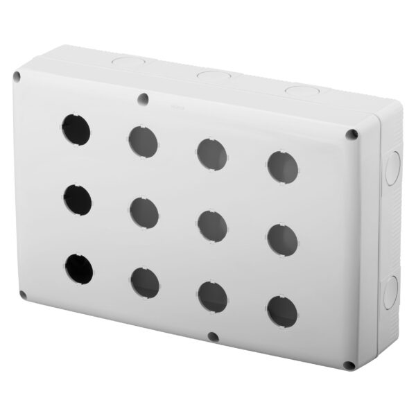 Doza aparenta butoane 12 module Diametru 22 MM - Capac Gri RAL 7035 - IP66