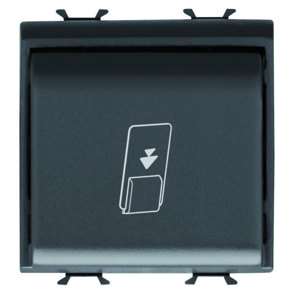 Intrerupator cu cartela - 1P Na 16A - Iluminabil - 2 Module - Negru Satinat - CHORUSMART