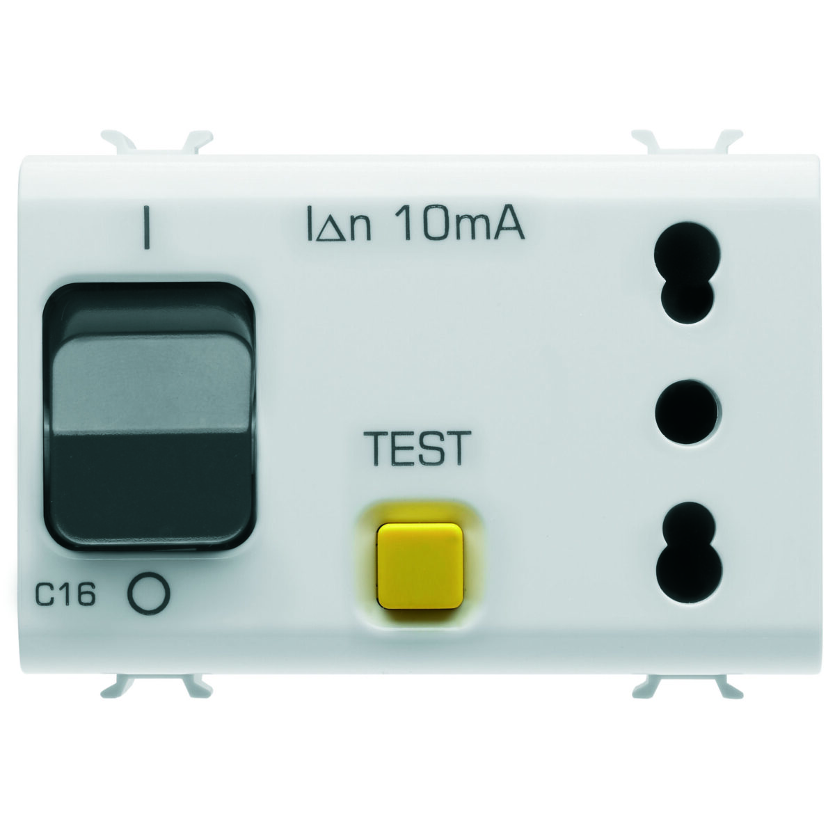Intrerupator Interblocat S.-outlet- 2P+E 16A - P17-P11 - Cu Intrerupator Miniatural de Curent Rezidual 1P+N 16A - 230Vac - 3MOD.- Satin White-chorusmart