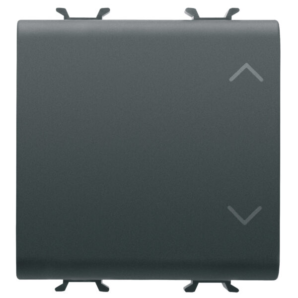 Intrerupator jaluzele - rulou 1P 250V 10A - Neutru - Simbol Sus-jos - 2 Module - Negru Satinat - CHORUSMART
