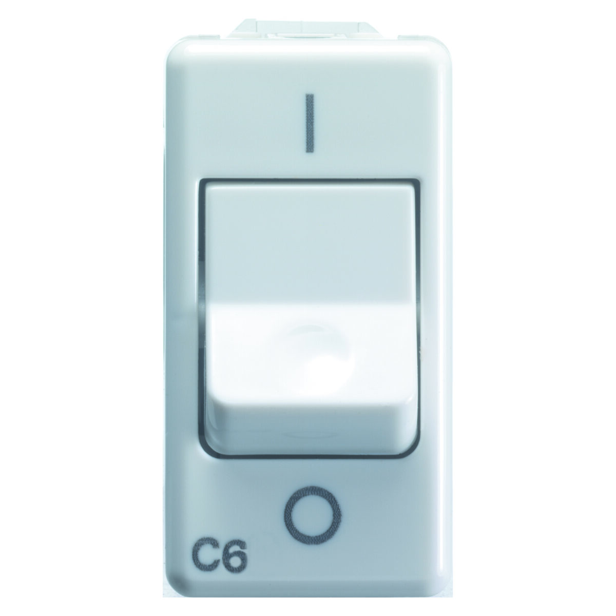 Intrerupator Miniatural 230V 1P 6A 3KA Curba C – 1 Modul – Sistem Alb Intrerupator Miniatural 230V 1P+N 6A 3KA Curba C - 1 Modul - Sistem Alb