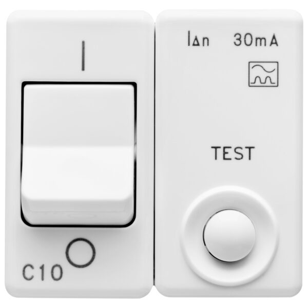 Intrerupator Miniatural de Curent Rezidual - 230V Clasa A - 1P+N 10A 3KA 30MA Curba C - 2 Module - Sistem Alb