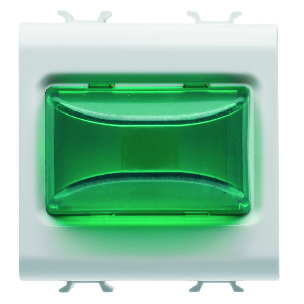 Lampa Indicatoare Proeminenta - 12V c.a./c.c. / 230V c.a. 50/60 Hz - Verde - 2 Module - Alb Satinat - CHORUSMART