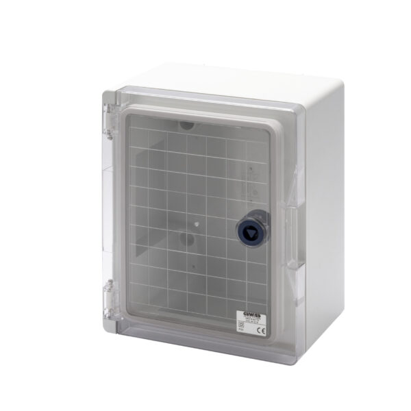 Placa Etansa cu Usa Transparenta Prevazuta cu Incuietoare - Gwplast 120 - 236X316X135 - IP55 Gri RAL 7035