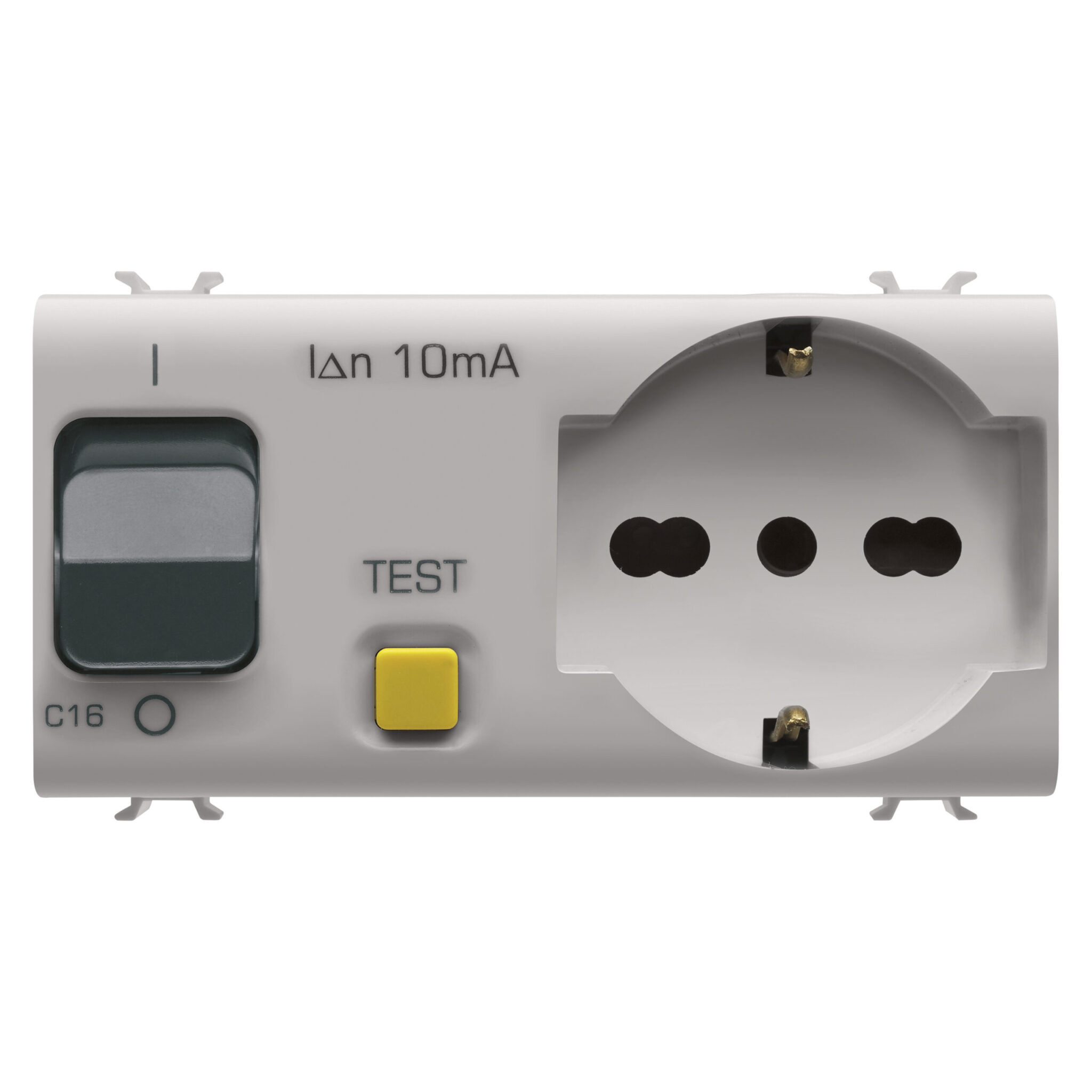 Priza cu siguranta diferentiala 1P+N 16A - P40 - Cu Intrerupator Circuit Resid.current 1P+N 16A - 230Vca - 4 Module - Nat. Bej Satinat - CHORUSMART