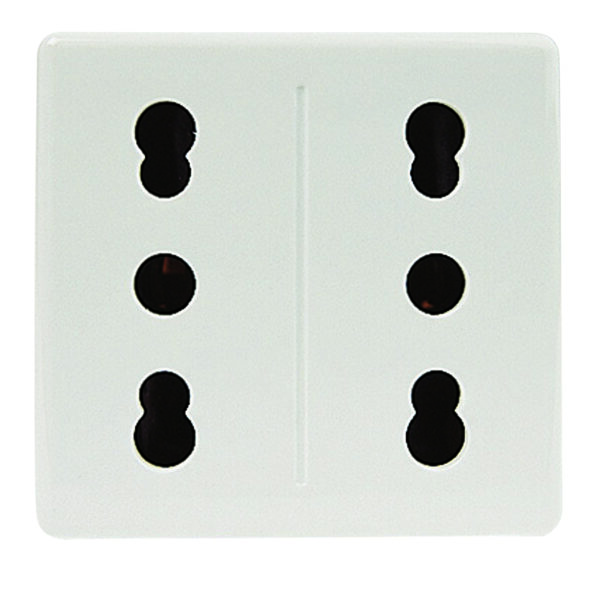 Priza Dubla Standard Italian 250V 2X2P+E 16A Amperaj Dublu - P11-P17 - 2 Module - Sistem Alb