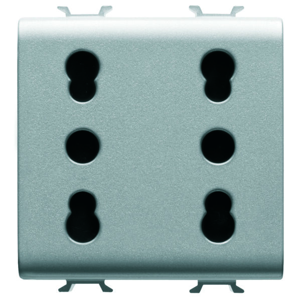 Priza Dubla Standard Italian 250V 2X2P+E 16A Amperaj Dublu - P11-P17 - 2 Module - Titan - CHORUSMART